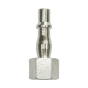 P19 1/4" Female Plug for compressed air applications, Made in the UK, interchangeable with PCL Standard, Rectus 19 Series, and Kee 057 Series, designed for single-handed operation in the automotive industry.