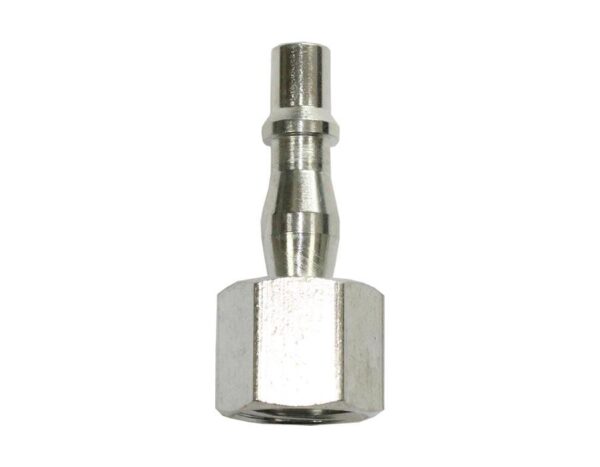 P19 3/8" Female Plug for compressed air applications, Made in the UK, interchangeable with PCL Standard, Rectus 19 Series, and Kee 057 Series, designed for single-handed operation in the automotive industry.