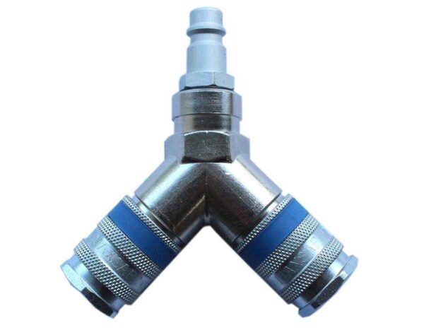 C25 Series Y-Piece European standard compressed air coupling, designed for single-handed use in a variety of applications