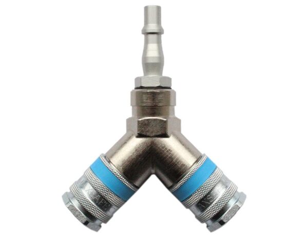 C19 YPiece Coupling for compressed air applications, Made in the UK, interchangeable with PCL Standard, Rectus 19 Series, and Kee 057 Series, designed for single-handed operation in the automotive industry.