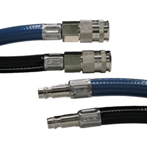 Blue & black breathing air hose with couplings and plugs